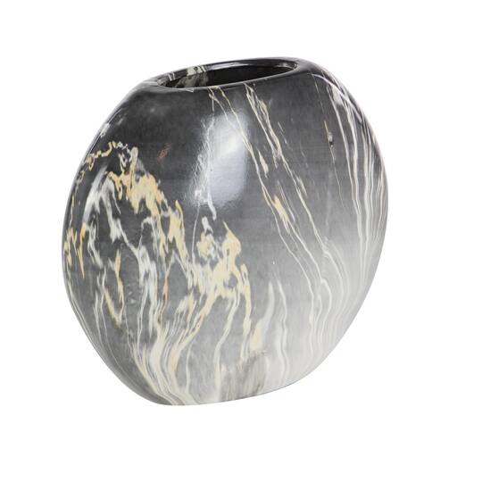 Set of 3 Grey Stoneware Contemporary Vase, 9" x 8"
